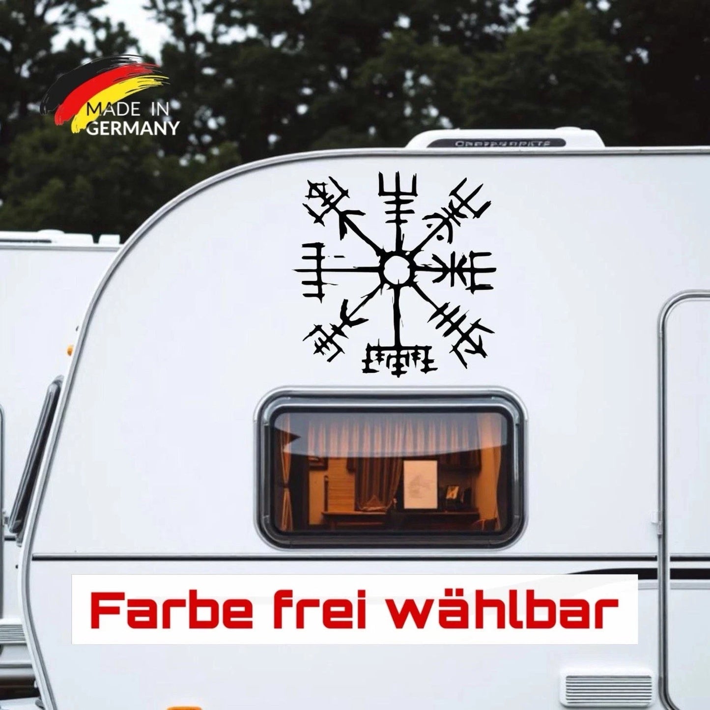 Kompass Windrose Aufkleber Wikinger Odin für Camper & Wohnmobil
