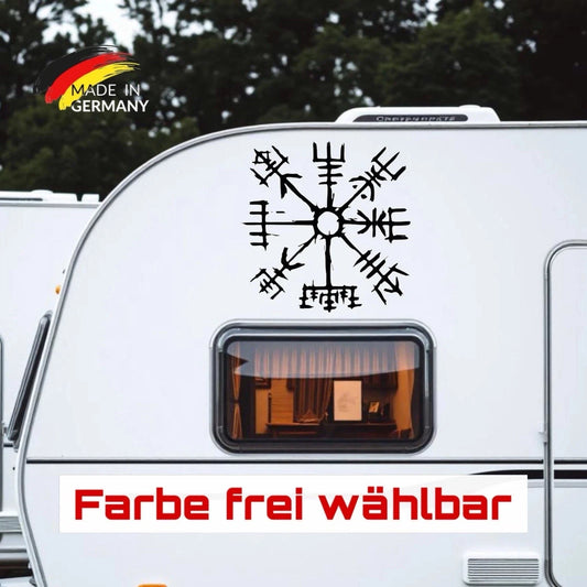 Kompass Windrose Aufkleber Wikinger Odin für Camper & Wohnmobil